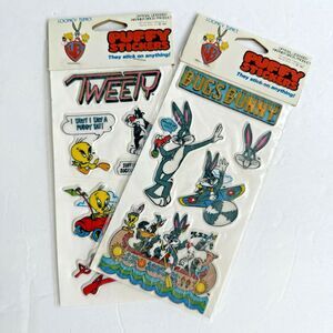 +2 Vintage 80s Looney Tunes Puffy Bugs Bunny Tweety Bird Sylvester Stickers NEW